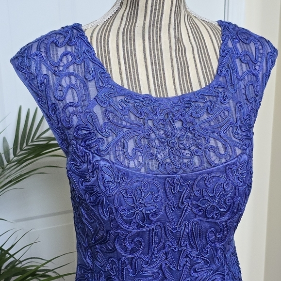 Sue Wong Embroidered Blue Sheath Cocktail Dress Size 10 - Picture 7 of 7